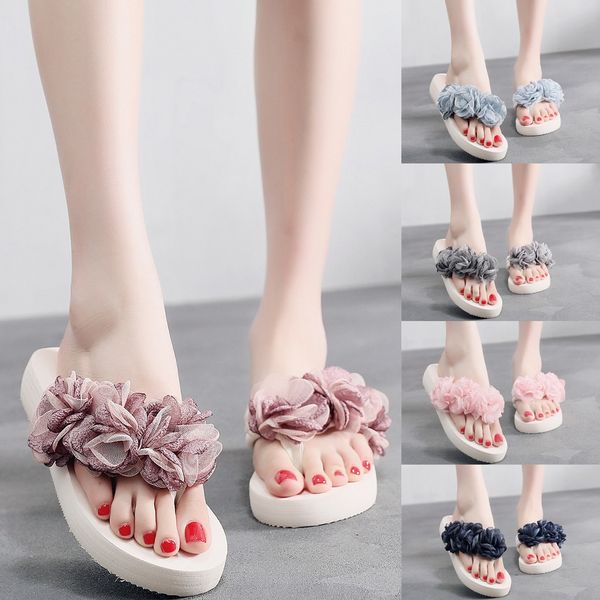 

2019 spring autumn new fashion flip- flop women slip-on open toe flower solid color puls size slipper fashion simplicity shoes, Black