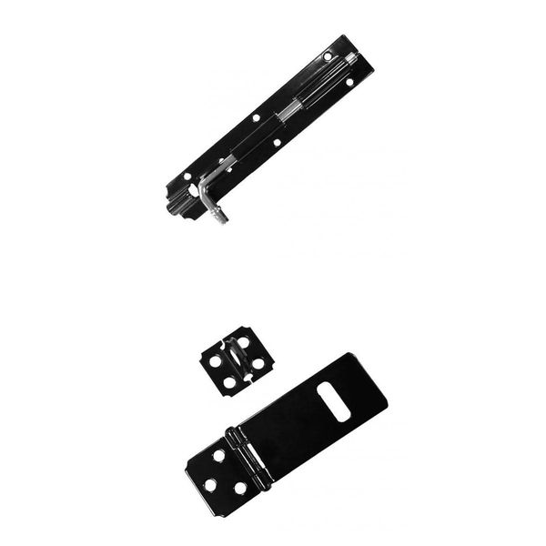 

black garden gate latch shed door bolt slide safety lock + door hasp staple