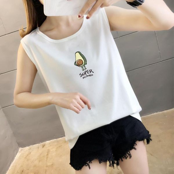 

vest tank shirt new summer women fashion fruit printed streetwear print harajuku casual sleeveless o-neck, White