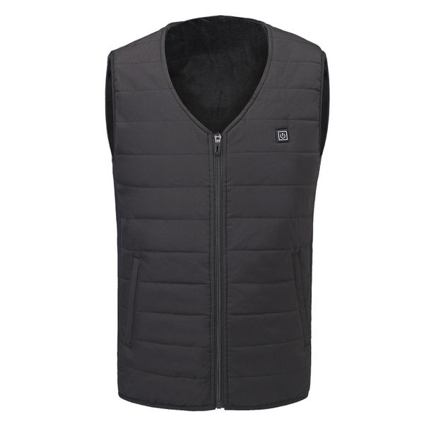 

usb electric heated warmer vest winter rechargeable v neck heating jacket soft fabric breathable, Black;red