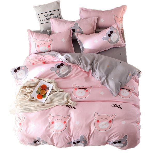 

solid color beding set washed cotton bed quilt cover pillowcase bed sheet bedding-set duvet-cover with pillow case