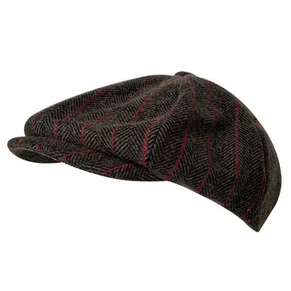 herringbone wool flat cap