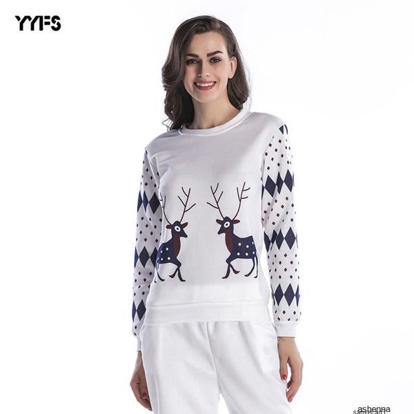 

womens designer christmas elements deer print round neck pullover season sweater plus velvet long sleeve shirt women0m4sh, Black;brown