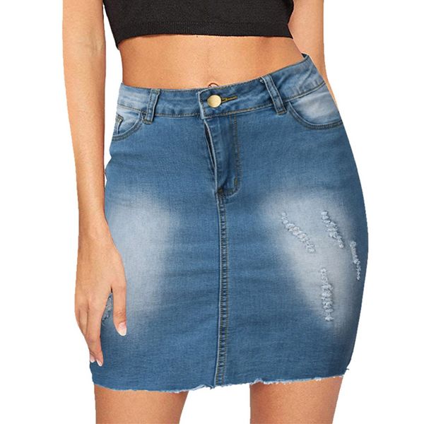 

fashion women high waist short mini denim skirt 2020 high waist single breasted bodycon slim short skirts jupe mujer clothes, Black