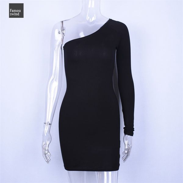 

bodycon платья хлопка одно плечо с длинным рукавом высокой талией сексуальные платья один-футляр осени женщины моды платье партии дизайнер о, Black;gray