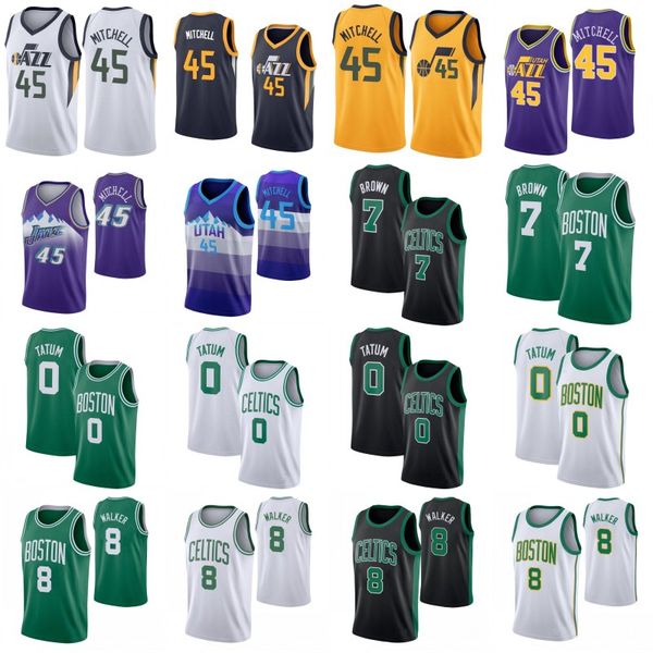 

donovan 45 mitchell ncaa jayson 0 tatum jersey mens jaylen 7 brown kemba 8 walker college basketball jersey, Black;red