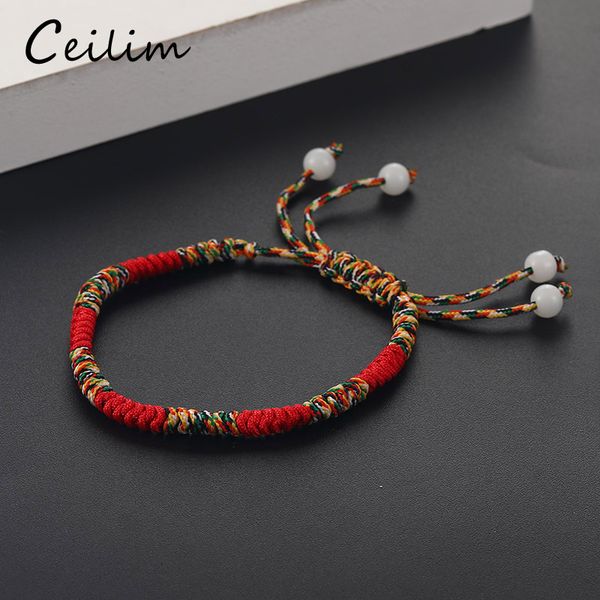 

new boho good lucky red rope bracelets bead charm tibetan handmade braided bracelets & bangles for women men fashion design jewelry gift, Golden;silver