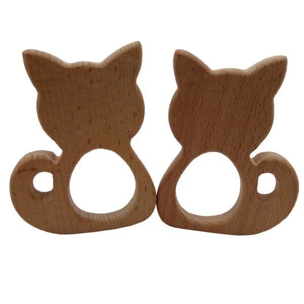 

деревянная большая кошка прорезыватель природы детские погремушки зубы захватывающая игрушка diy органические экологичные древесины прорезыв