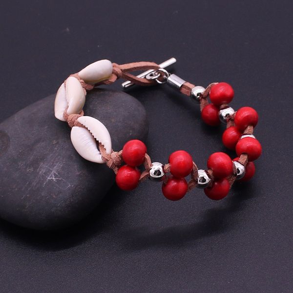 

браслет из бисера bohemia кожа веревка shell деревянные бусины сплетенные мужские и браслет шарма способа женские украшения, Black