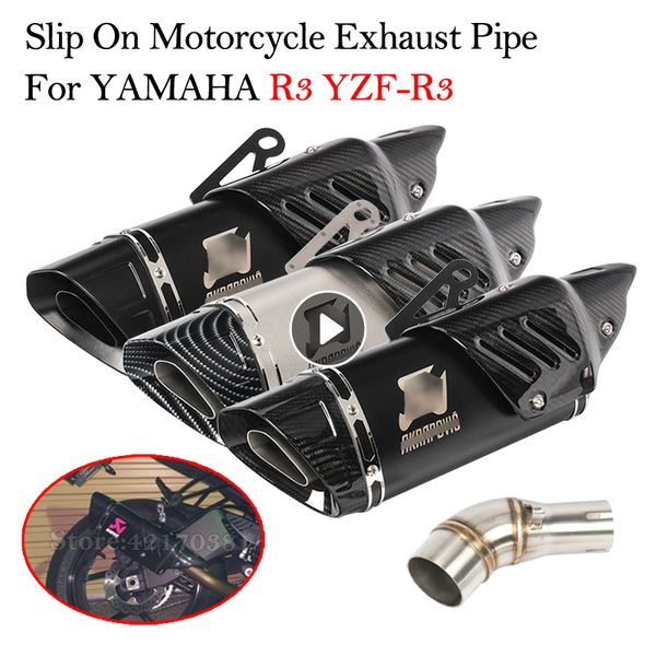 

motorcycle exhaust pipe system moto escape modified muffler carbon link pipe middle connecting for yamaha r3 yzf-r3 slip on
