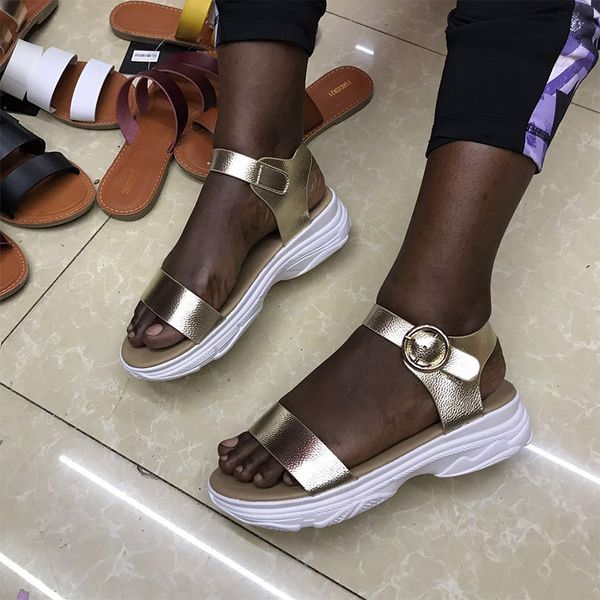 

sandals women's fashion 2021 summer shoes for women solid color flat casual female beach comfortable mujer big size, Black