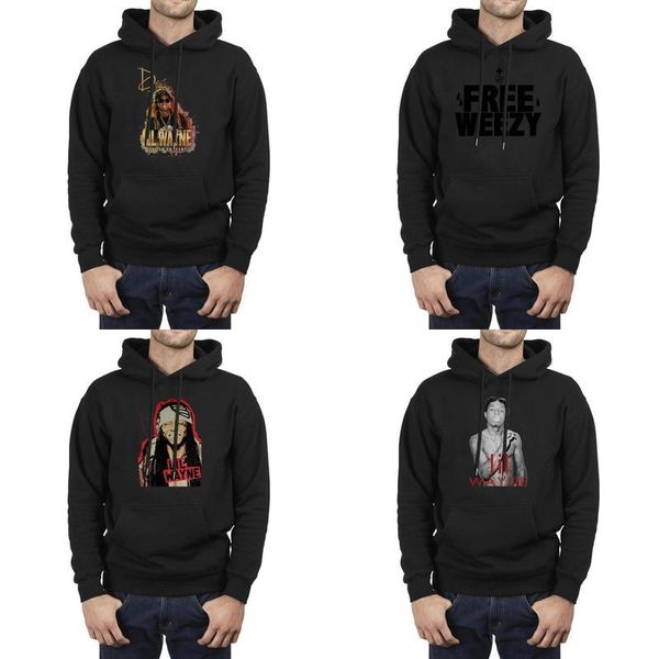 

мужчины дизайн печать lil wayne в drais ночных черного крупногабаритного толстовка сумасшедшей зима hoodie cut out график лого духе - плакат, Black