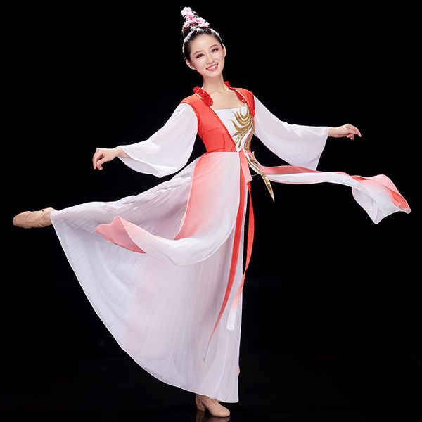 

spring and autumn classical costumes female elegant chinese style new kite umbrella dance fan dance costume adult, Black;red