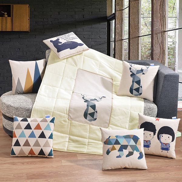 

1pc multi patterns implified quilt pillow double use cushion for car plush pillow small summer quilt home textile