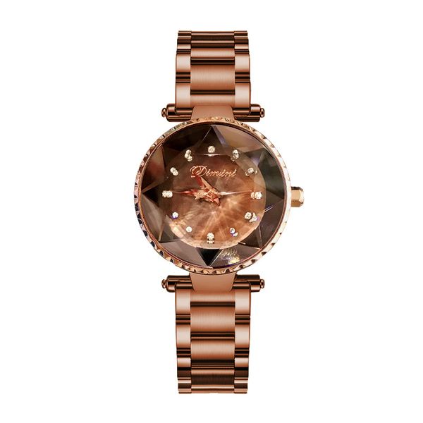 

женская мода часы cutting-столкнувшись инкрустированный rhinestone стали изысканный водонепроницаемый кварцевые часы, Slivery;brown