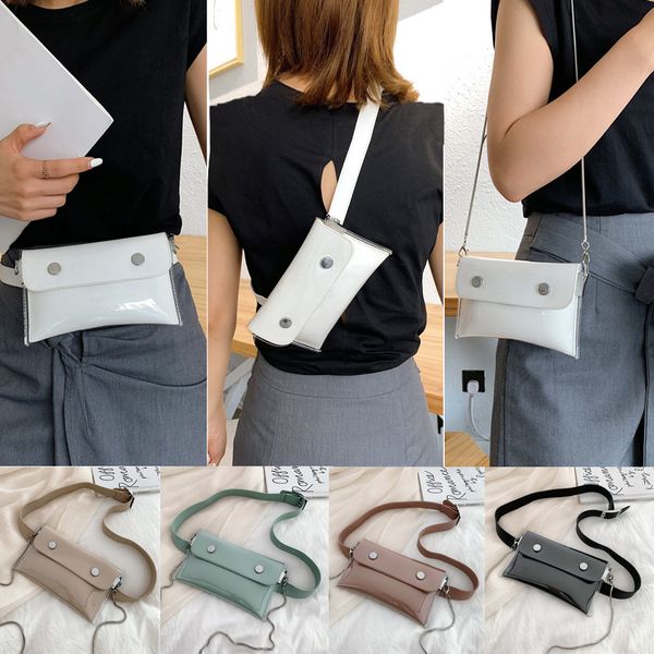 

fashion women waterproof leather chain shoulder bags crossbody bags chest versatile solid messenger fanny packs#15