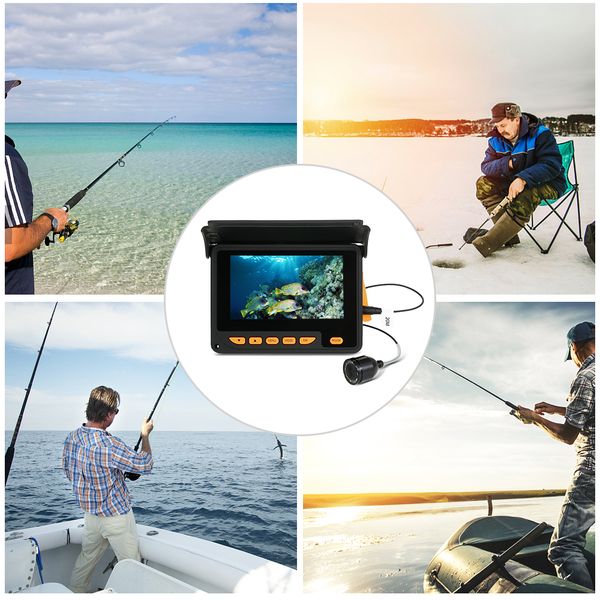 

20m 1000tvl fish finder underwater ice fishing camera 4.3" lcd monitor 8 infrared ir led night vision camera wide angle