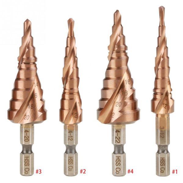 

hss drill bit core center drill bit hexagonal handle spiral groove step cone cobalt hole cutter 3-22mm