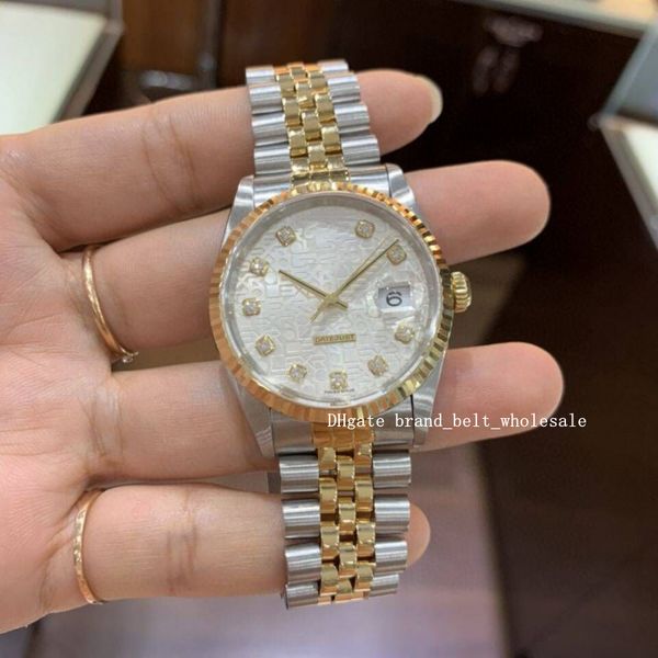 

selling datejust 36 jubilee 126233 champagne gold two color 36mm watch steel silver dial luxury automatic men's watch, Slivery;brown