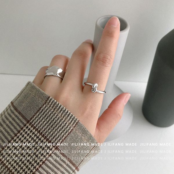 

huanzhi copper tie design minimalist open rings gold silver color metal geometric finger rings for women girl party jewelry, Golden;silver