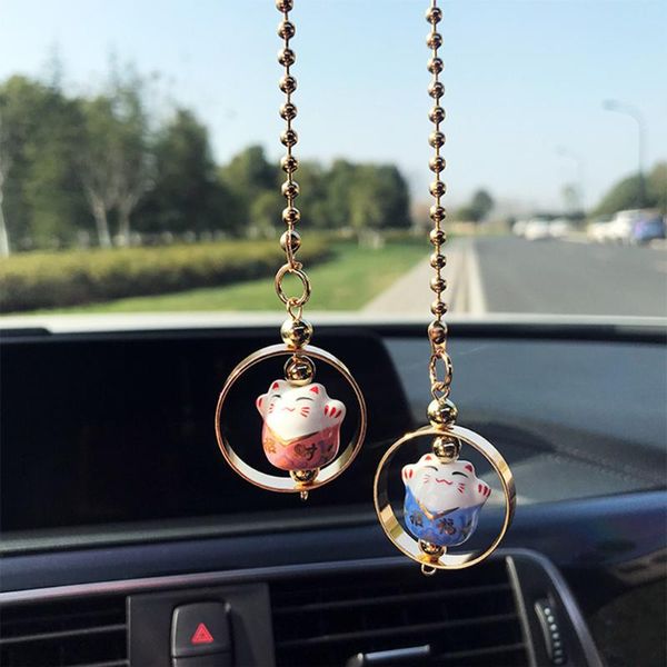 

car pendant lucky cat car rearview mirror decoration ceramics alloy hanging ornament automobile dashboard accessories gift 60cm