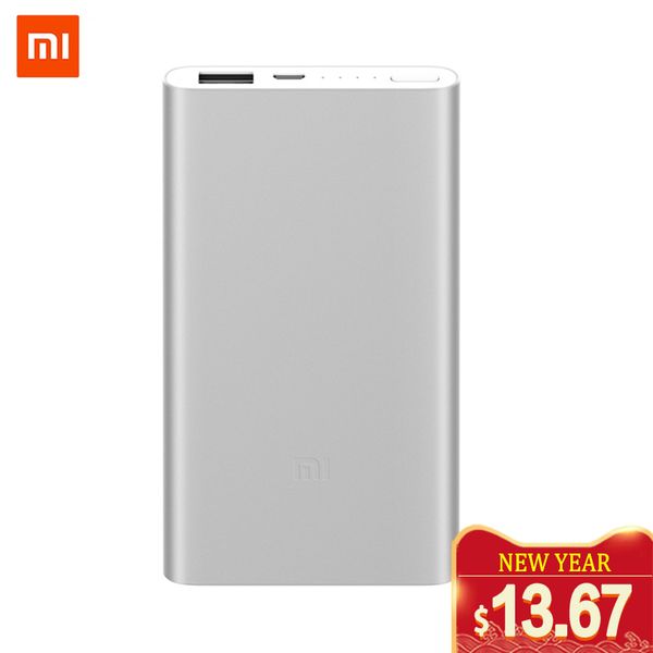 

new xiaomi mi 5000mah power bank 2 portable charger slim 5000 mah powerbank external battery pack for iphone samsung huawei