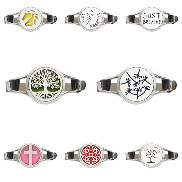 

30mm diffuser locket watch bracelet pu leather wristband tree of life dandelion stainless steel locket 10pcs pads, Golden;silver