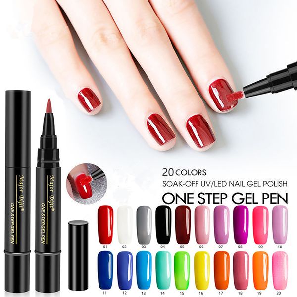 

2019 fashion 20 colors one step gel lacquer nail painting varnish pen 3 in 1 gel nail polish uv art polish easy to use