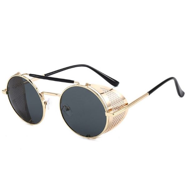 

retro round metal sunglasses steampunk men women brand designer glasses oculos de sol shades uv protection, White;black