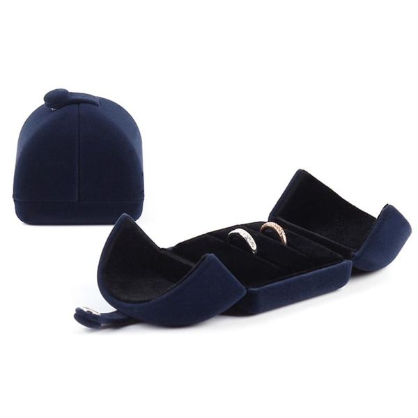 

travel pendant dustproof long plush deskdressing table earrings gift package universal jewelry box ring case double open, Pink;blue