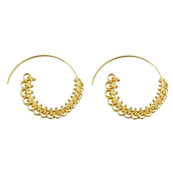 

boho statement spiral earring circles round tribal hoop earring lady jewelry, Golden