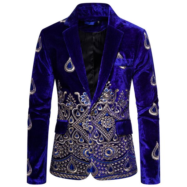 

fashion floral embroideried men wedding suits velvet blazers party tuxedo formal groom slim fit suit singer stage suit jackets, White;black