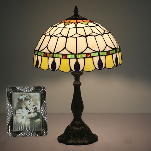 

12 inch table lamp led desk lamp with glass for bedroom reading room living room study stained glass bedside lamp e27 ac110-240v