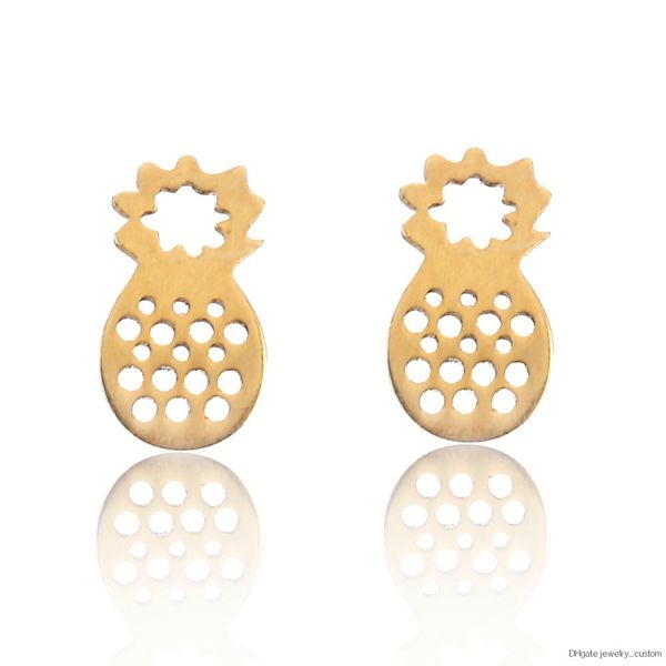 

European Fashion Pineapple Earrings For Women Cute Hollow Fruit Pineapple Stud Earrings 2 Color Plant Earrings Dropshopping E036