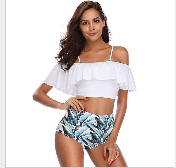 

купальники женские 2019 bikini lotus leaf separate bikini multicolor sexy swimwear