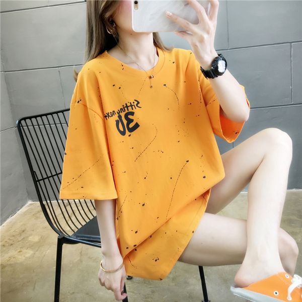 

2020 письмо печати рыхлую среду и длинный круглый воротник короткий рукав футболки женский 2020 письмо печати рыхлую среду и длинный круглый, White