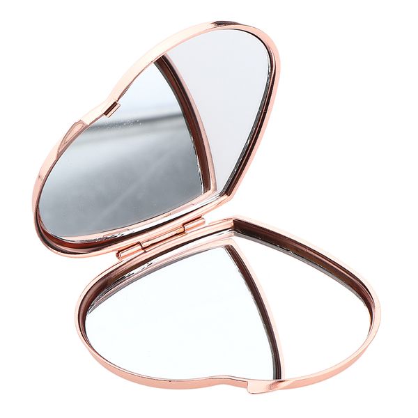 

cute mini portable pocket mirror double side makeup mirrors for travel outdoors, stainless steel