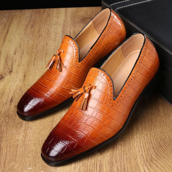 

cimim men bullock business big size leather shoes tassel formal wedding shoes new italy fashion office men loafers, Black