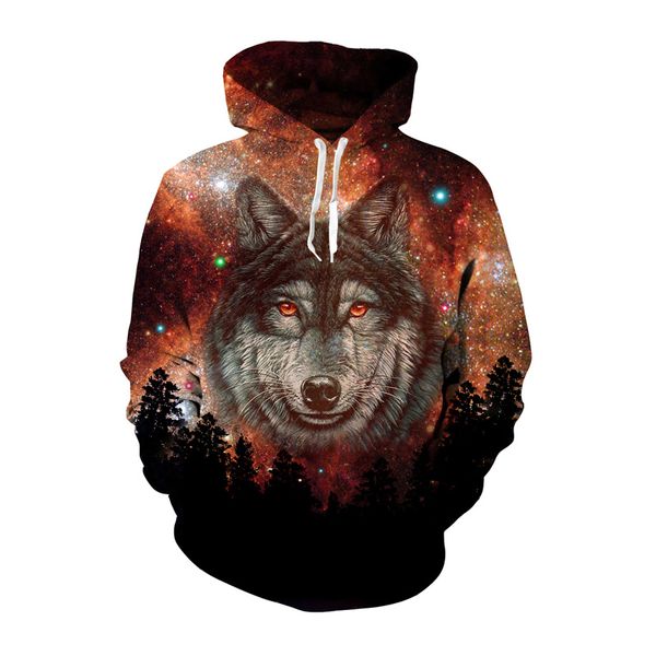 

3d hoodies wolf printed pullover men's outerwearave spring autuaeatshirts hooded harajuku men's tracksuit, Black