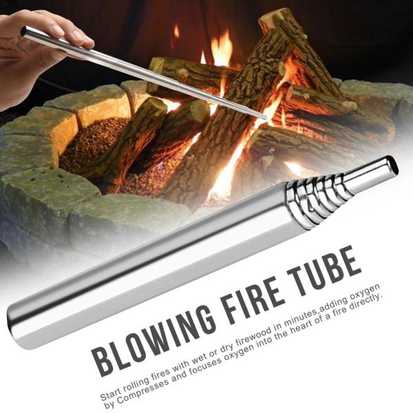 

93mm stainless steel blowpipe camping fire tool pocket bellows collapsible blow fire tube outdoor gear for hunting fishing traveling