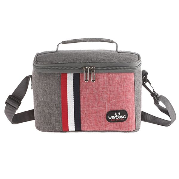 

weyoung portable insulation bag, aluminum foil striped lunch bag, picnic insulation bag for student,1 pcs, Blue;pink