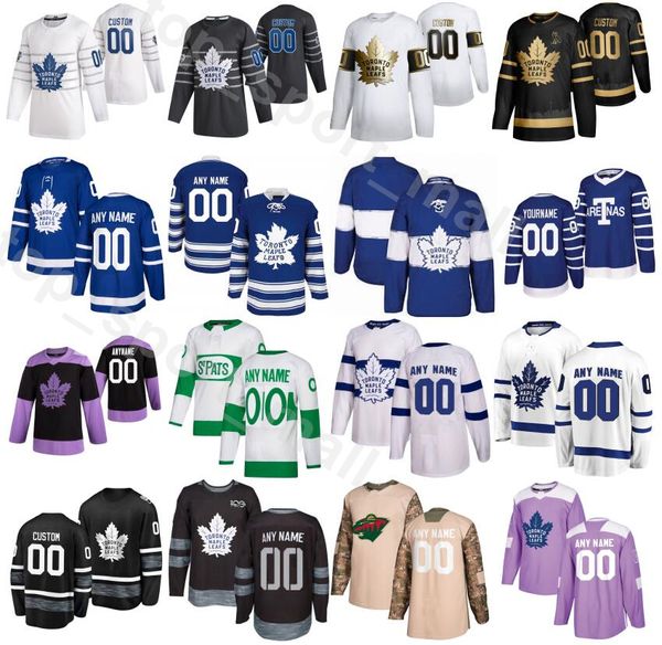 

2020 all star toronto maple leafs jersey hockey 34 auston matthews 16 mitchell marner 29 william nylander 91 john tavares frederik andersen, Black;red