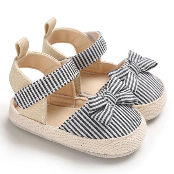

telotuny sandals newborn baby girls stripe bow prewalker soft sole single shoes non-slip casual sandals children girls, Black;red