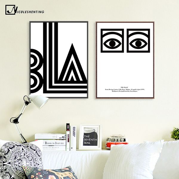 

trippy eye abstract vintage poster prints black white minimalist wall art canvas painting picture nordic decoration home decor