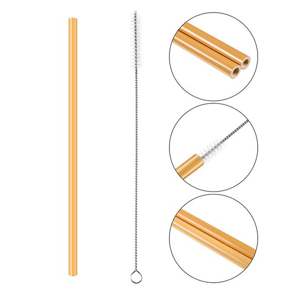

12pcs bamboo drinking straws reusable eco-friendly party kitchen + clean brush