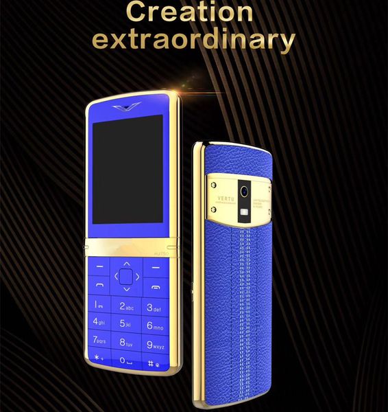 Mais novo telefone celular desbloqueado super-luxo para aço inoxidável homem senhora Dual SIM celular barato telefone celular câmera cartão de moda armação de metal