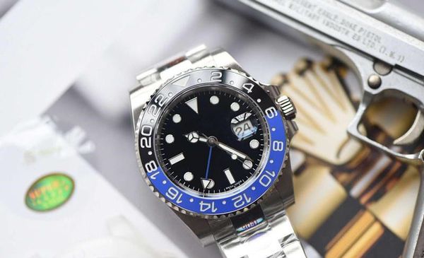 

Blue and black ring 904l teel 40mm 3186 automatic machine core men watche ceramic rotary ring watche automatic watch