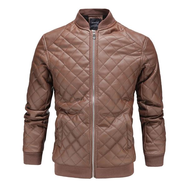 

argyle men faux leather jacket england style winter jacket casual motorcycle pu leather, Black