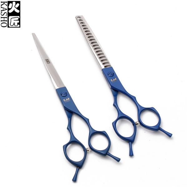 

7" jp 440c blue animal clippers thinning shears straight scissors dogs grooming scissors professional pets h9029