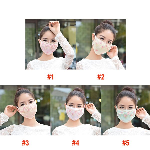 

woman lace mask fashion cotton face masks sunscreen anti-uv summer washable embroidery cycling mask dhl shipping ahb90